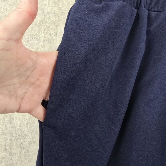 Elastic Waist Women’s Capris Navy Blue 5XL Polyester Blend Floral Cutout Hem - Picture 3 of 7